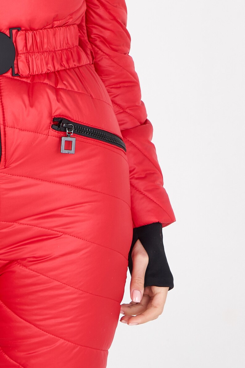 Red Ski Suit for Women Ski Jumpsuit Womens Snowsuit One Piece Etsy