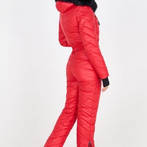 Red Ski Suit for Women Ski Jumpsuit Womens Snowsuit One Piece Ski Suit ...