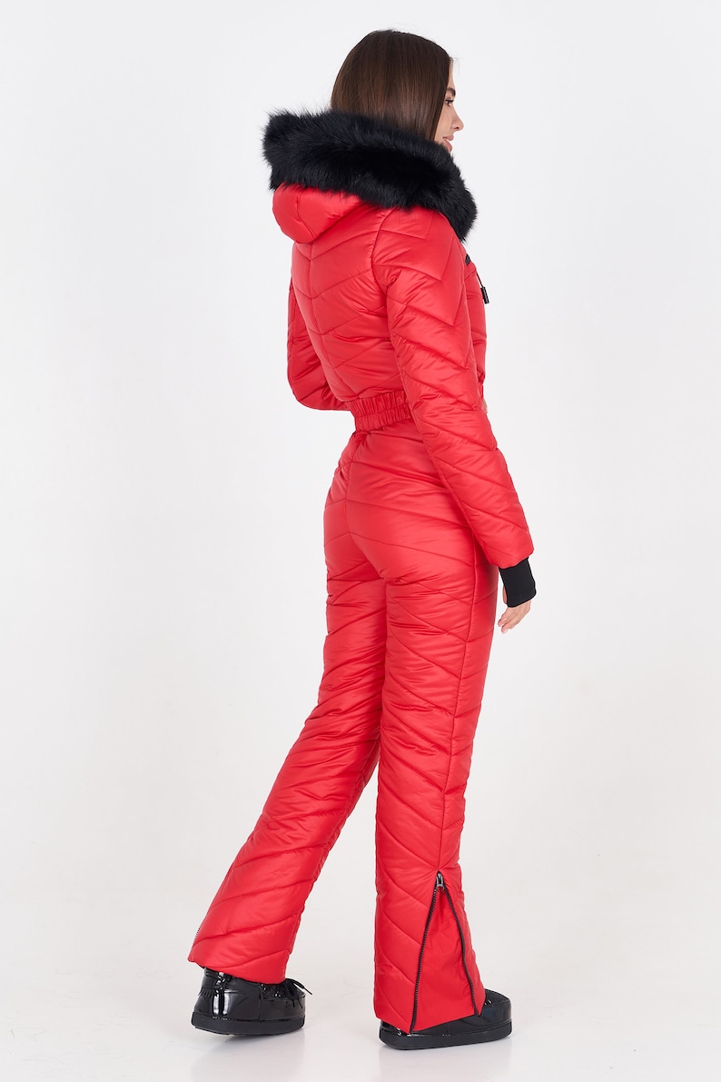 Red Ski Suit for Women Ski Jumpsuit Womens Snowsuit One Piece Etsy