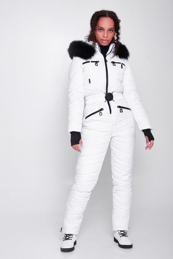 White Ski Suit for Women Snowsuit One Piece Ski Suit Warm Snow Suit -   Canada