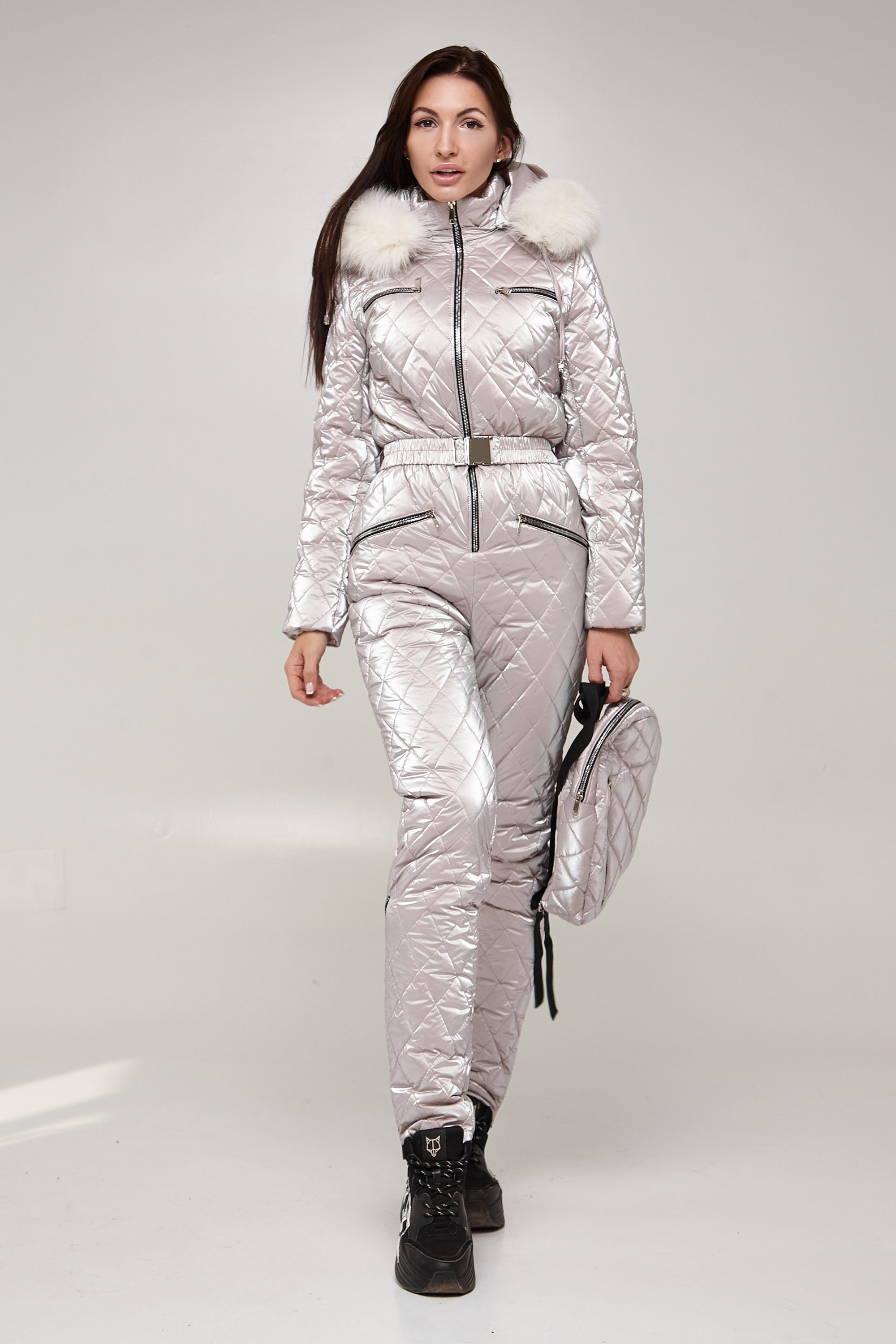 Pink womens ski suit Warm padded ski jumpsuit Modern ski Etsy