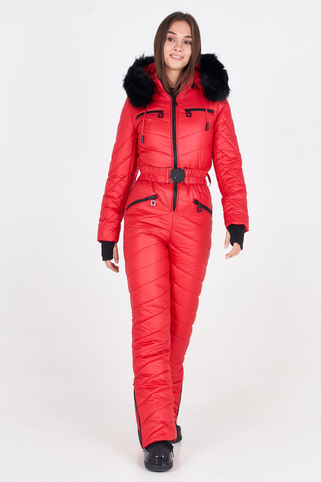 Red Ski Suit for Women Ski Jumpsuit Womens Snowsuit One Piece Ski Suit ...