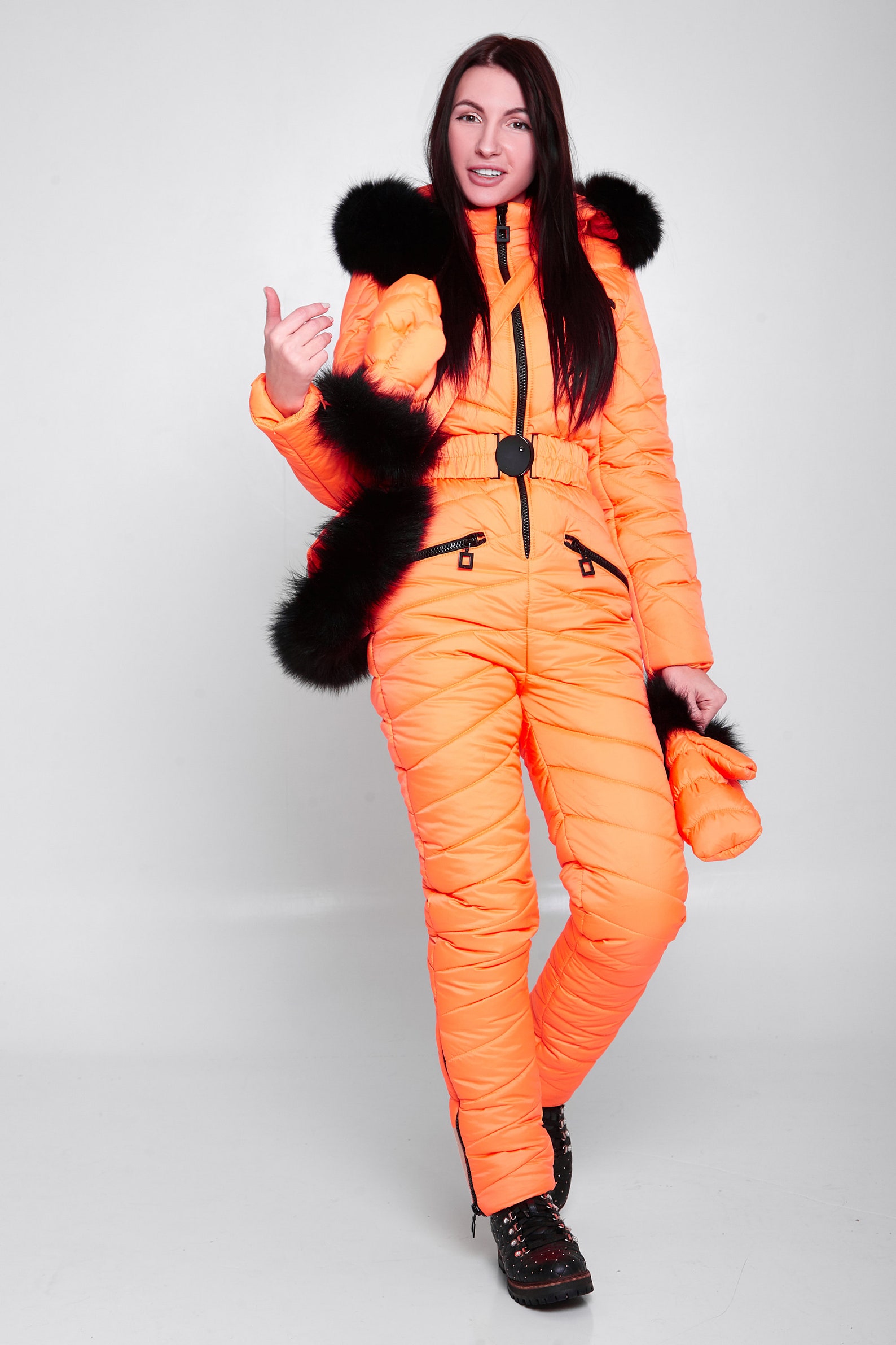 Bright Orang Ski Suit Womens Winter Activewear Ski Suit With Etsy