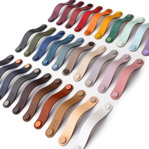 Vintage leather cabinet handle, "Arc" series, modern furniture handle, kitchen cabinet leather handle, children's room leather handle, Nordic drawer handle, leather cabinet handle