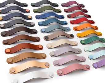 Leather handle for cabinets & furniture "Arc" - Custom-made in Germany - 30 colors and suitable for all furniture