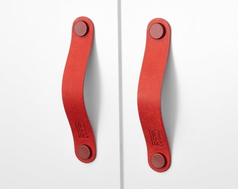 Roter Schranktür Griff Serie "Pueblo" premium Ledergriff für Küche Griff Kleiderschrank PAX Ikea Möbelgriff aus Leder Griff für Schublade