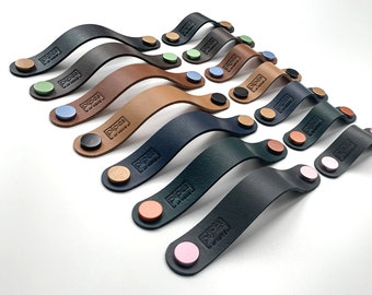 Modern leather handle series “Elder” furniture handles made to measure from regional genuine smooth leather / drawer pulls / handle chest of drawers / cabinet handles