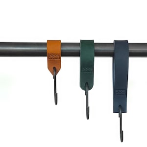 Leather S-hook / coat hook series &quot;Muskat&quot; made of fat leather in many colors for the wardrobe / kitchen hook / leather hook / made in Germany