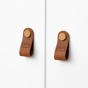 Möbelgriff Haselnuss braun Serie &quot;Pueblo&quot; hochwertiger Ledergriff handgemachte Schrankgriff Ikea Pax Kommodengriff Hemnes Schubladengriff