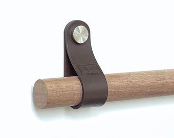 Curtain rod holder series "Arc" Curtain rod holder wall bracket Strap holder Leather curtain rod Leather loop Rod holder for wall