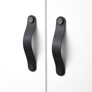 black furniture handles / black leather handles / black cabinet handles / black drawer handles / black kitchen handles / leather handle "Arc"