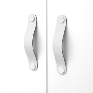 White leather handle White series &quot;Arc&quot; furniture handle made of leather handle - cream white cabinet handle handmade drawer handle dresser handle for kitchen