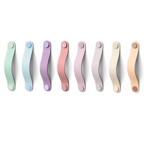 Furniture handle pastel colors series &quot;Arc&quot; handmade leather handle children&#39;s room / chest of drawers handle children&#39;s cupboard / colorful furniture handles / drawer handle
