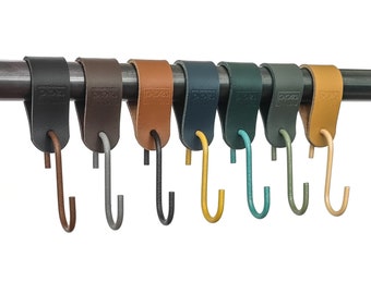 Coat Hooks S Hooks Leather Coat Hooks Clothes Rail Kitchen Hooks Coat Hooks Genuine Leather Coat Rack Emerald Green