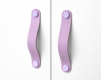 Maniglia in pelle Maniglia per mobile serie Orchid "Arc" - viola pastello, viola / maniglia per mobile made in Germany / maniglie / maniglia per cassetto della migliore qualità