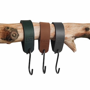 Leather coat hook series &quot;Muskat&quot; S-hook for coat rack / coat hook made of greased leather / kitchen hook / plant hanger / handmade