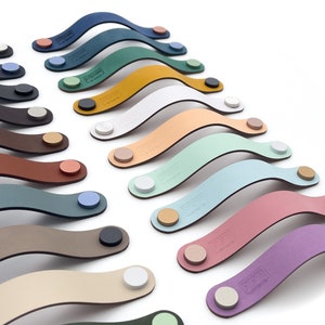 Furniture handle pastel colors series "Arc" made to measure handmade leather handle/drawer handle/cupboard handle with the largest selection of colors