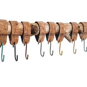 Coat hooks series &quot;Oka&quot; made of cork, S-hooks for coat rack / jungle look / children&#39;s coat rack / clothes rail / kitchen hook / pot hook