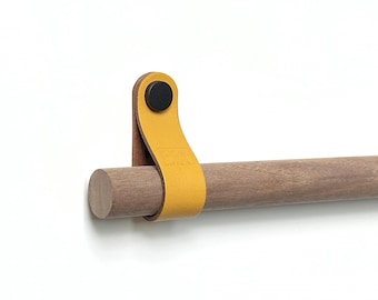 Leather curtain rod holder "Arc" series, wall-mounted curtain rod holder, strap holder, leather curtain rod loop, rod holder for wall