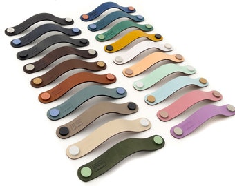 Modern leather furniture handles / 30 colors / Custom-made furniture handles / Leather handle for furniture / Handles for kitchen cabinets / IKEA handles "Arc"