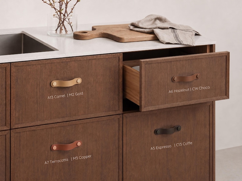Leather Cabinet Handle "Arc" - Handmade in Germany - Drawer Pull and Cupboard Handle – Custom Size | IKEA PAX BESTA - Kitchen & Dresser image 15