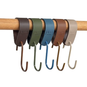 Leather hooks S-hooks universal coat hooks with safety lock each rod series &quot;Arc&quot; coat hooks square rod coat rack clothes rail