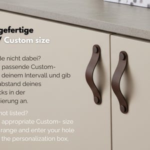 Leather furniture handle in ivory and cream colors, leather handle in beige tone, modern cabinet handles, handmade in Germany, highest quality image 9