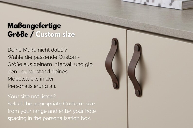 Leather furniture handle in ivory and cream colors, leather handle in beige tone, modern cabinet handles, handmade in Germany, highest quality image 9