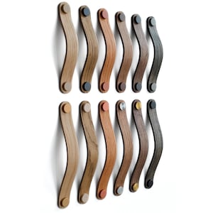 Wooden handle for wardrobe series [ROC], oak furniture handle, cherry wood cabinet handle, walnut handle, leather handle style handles for kitchen