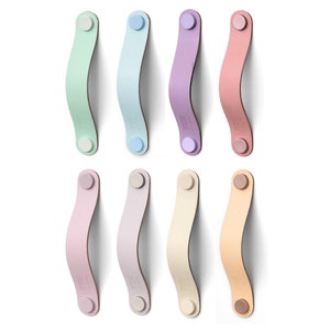 Furniture handle pastel colors series &quot;Arc&quot; handmade leather handle children&#39;s room / chest of drawers handle children&#39;s cupboard / colorful furniture handles / drawer handle