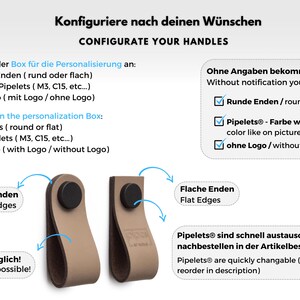 Möbelgriff Ocher Serie Arc Ledergriff handgefertigt in Deutschland / Ocker, Beige, Sand, Crem / Schlaufengriff / Schrankgriff / Zieht image 3