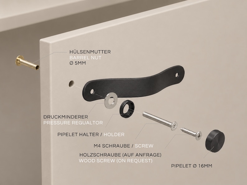 Leather Cabinet Handle "Arc" - Handmade in Germany - Drawer Pull and Cupboard Handle – Custom Size | IKEA PAX BESTA - Kitchen & Dresser image 14