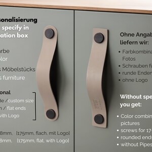 Leather furniture handle in ivory and cream colors, leather handle in beige tone, modern cabinet handles, handmade in Germany, highest quality image 11