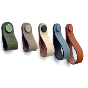 Leather furniture handle series &quot;Arc&quot; leather loop / German manufacture / vintage leather handle / modern leather knob / drawer handle / dresser handles