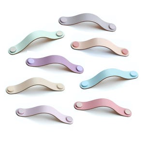 Furniture handle, pastel colors, "Arc" series, handmade leather handle for children's room / dresser handle for children's wardrobe / colorful furniture handles / drawer handle
