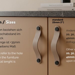 Leather furniture handle in ivory and cream colors, leather handle in beige tone, modern cabinet handles, handmade in Germany, highest quality image 8