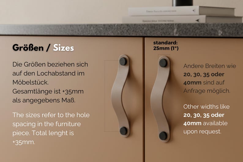 Leather furniture handle in ivory and cream colors, leather handle in beige tone, modern cabinet handles, handmade in Germany, highest quality image 8
