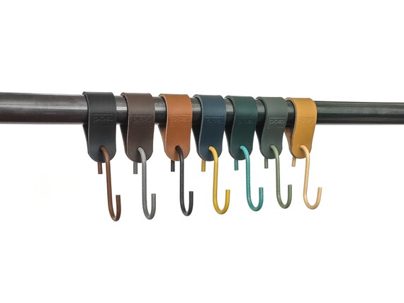 Coat Hooks S Hooks Leather Coat Hooks Clothes Rail Kitchen Hooks Coat Hooks Genuine Leather Coat Rack Emerald Green Etsy