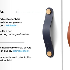 Leather handle series Arc made to measure, handmade furniture handle / German manufacturer / cabinet handles with the largest selection of colors / for all furniture image 5