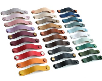 Leather Handles Series "ARC" Leather Furniture Handles / Handmade Germany / Cabinet pulls Leather / Drawer Handle leather / Dresser Handle