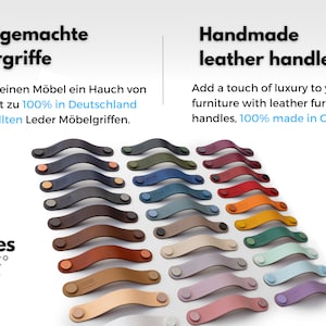 Serie di maniglie per mobili Maniglia in pelle Arc realizzata su misura in Germania / maniglia moderna per mobili 30 colori / maniglie per armadi da cucina / massima qualità immagine 2