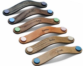 Children's room furniture handle with engraving [ROC] High-quality handles for wardrobes & dressers for children - Wooden furniture knob - Knob handle Many colors