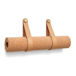 Leather Yoga Mat Holder “Arc” – Handmade Genuine Leather Wall Storage for Yoga & Pilates Mats – Set of 2 Straps