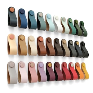 Tirador de cuero para muebles "Arc" - pomo de cuero auténtico para cómodas y armarios - tirador de cuero con asa para cocinas - fácil de limpiar y hecho a mano