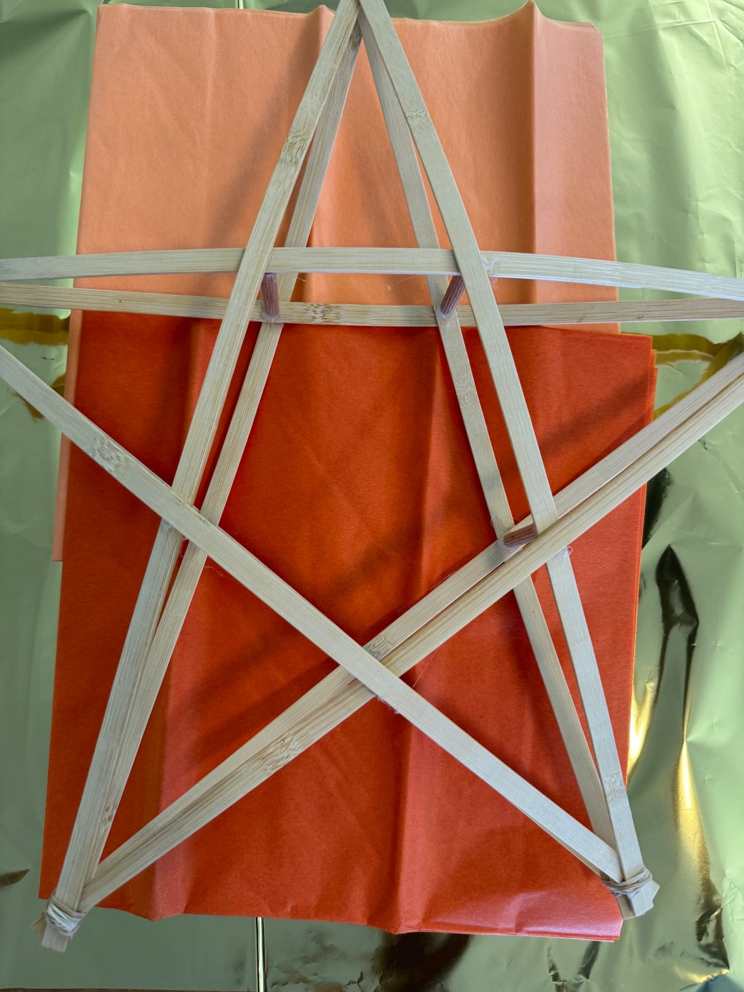 DIY Parol Kit makes 2 Parol Two Tone Orange Paper Foil - Etsy