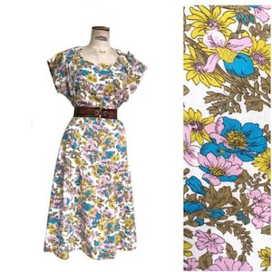 1970 s  Liberty of London Floral Dress Midi French Vintage