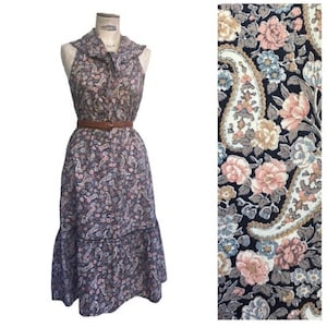 Paisley Liberty of London Sailor Neck Midi French Vintage Dress