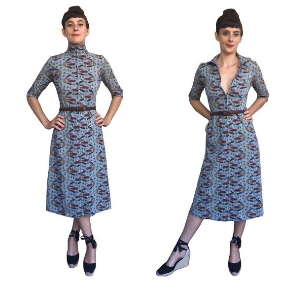 Liberty of London Zip up 1990 Floral Midi Dress