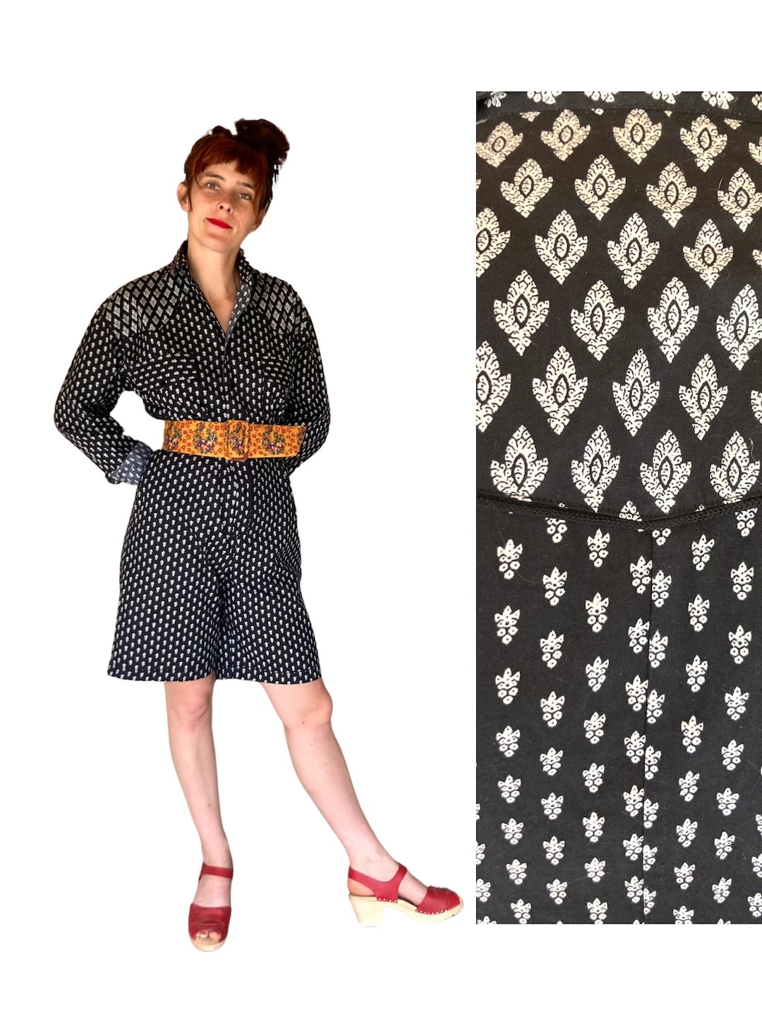 Souleiado Soleiado Provençal Rare Insolite Jumpsuit Plausit 1980 1990  Mouche France