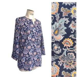 Cyrillus Liberty of London Floral Paisley French Vintage Blouse Smock